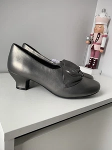 Hotter Donna womens mid heels Sz 5 EXF extra fitting comfort shoes silver pewter - Picture 1 of 9