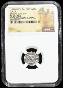 ITALY, Lucca. Henry III-V, 1039-1125. Hammered Silver Denaro, NGC XF Details - Picture 1 of 2