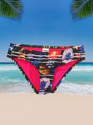 Mossimo Size S Black Tropical Floral Bikini Swim Bottom Women's FREE SHIP - Image 1 of 4