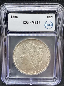 1886 P Morgan dollaro d'argento MS63 ICG etichetta bianca - Foto 1 di 4