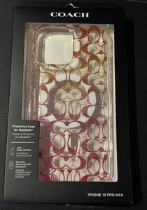 Coach iPhone 16 Pro Max Case MagSafe Signature C Pink Orange Ombré New Sealed - Picture 1 of 1
