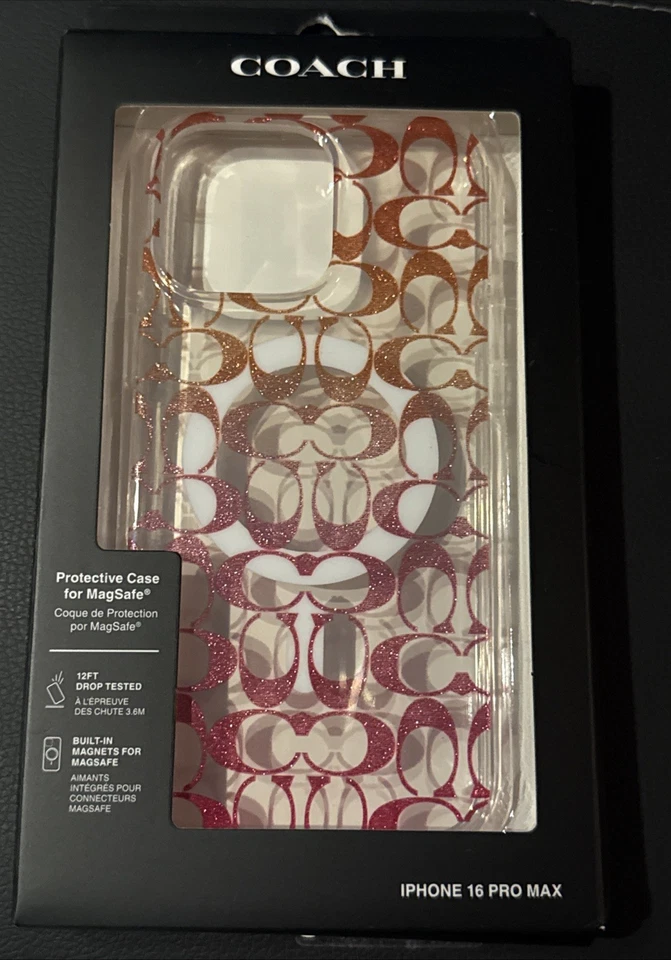 Coach iPhone 16 Pro Max Case MagSafe Signature C Pink Orange Ombré New Sealed - Image 1 of 1