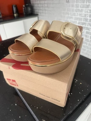 FitFlop Mixed Metallics Slide Platform Slides Gold Rare Size 6 New - Image 1 of 4