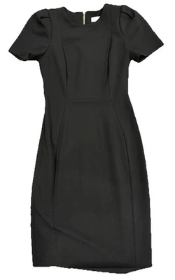 Calvin Klein Sheath Dress Women's Black Stretch Tulip Sleeve Back Zip Size 2P - Image 1 of 4