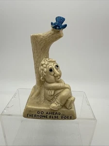 Estatua de colección Russ Wallace Berrie novedad Go Ahead Bird in Tree 1968 #763 - Imagen 1 de 15