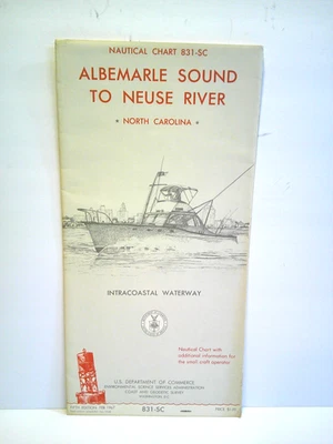 Carta náutica vintage 1967 831-SC Albemarle Sound to Neuse RiverNC Intercoastal Foto 1 de 4