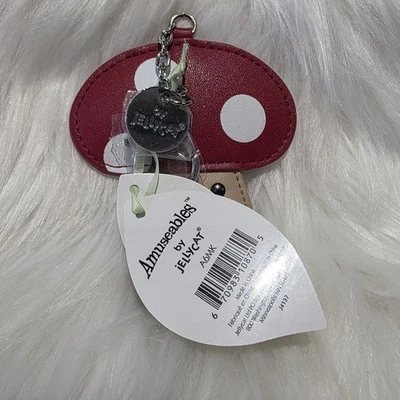 Jellycat Mushroom Bag Charm New BNWT Retired Rare leather Keyring  - image 1 of 3