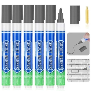 Flintronic 6PCS Grout Pen, Dark Grey Tile Paint Marker, 6PCS, #5 - Picture 1 of 9