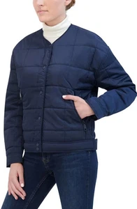 Rebecca Minkoff women Quilted Puffer Jacket Coat size Small Navy Collarless $228 - Picture 1 of 9
