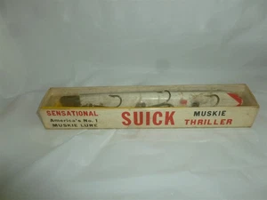 Vintage 9 Inch Wood Suick Muskie Thriller Lure with Box & Insert Lot N-325 - Picture 1 of 9