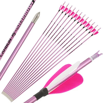 6/12 X 31'' Archery Arrow Pure Carbon 2'' Heart-Shaped Natural Feather Shooting - Image 1 of 4