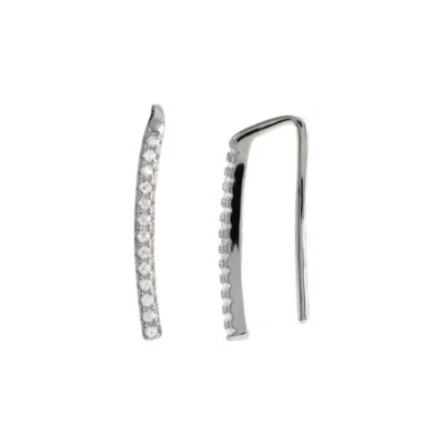 Orecchini Climber Crawler A Clip In Argento Sterling Con Pave In CZ 18Mm - Immagine 1 di 4