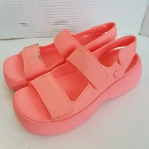 CROCS Womens Skyline Pink Platform Sandals 208183 Shoes Sz 8 - Picture 1 of 15