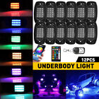 12 Pods RGB LED Rock Lights Kit Offroad Truck Underbody Neon Music APP Control