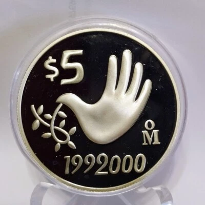 1999 MEXICO 5 PESOS SEGUNDO MILENIO -HAND OF PEACE - Image 1 of 4