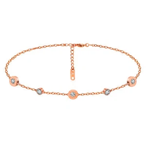 FUßKETTCHEN ROSEGOLD EDELSTAHL FUß SCHMUCK KREIS ANHÄNGER FUß SCHMUCK FUßKETTE - Bild 1 von 4