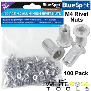 BlueSpot Alu Einnietmuttern M4 100 Stück Gewindenietmutter Blindnietmuttern Einsatz Pack - Bild 1 von 3