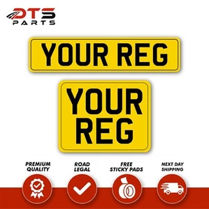 Yellow Rear Number Plates for Truck, 4x4 Trailer, Caravan 100% MOT/ROAD LEGAL - Picture 1 of 4