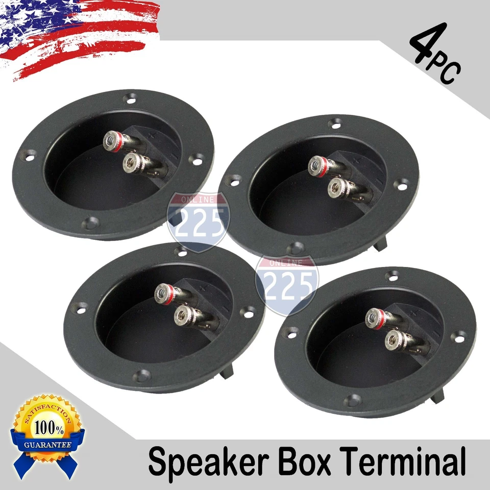 4 PC SUBWOOFER SPEAKER ROUND BOX TERMINAL SCREW CUP PLATE CONNECTOR BINDING POST - Image 1 of 3