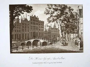 1795 Amsterdam, Niederlande Sepia Aquatinta, große Papierausgabe - Bild 1 von 3
