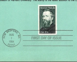 USPS First Day Cover Souvenir Sheet: Herman Melville $0.20 Stamp Scott #2094 - Picture 1 of 2