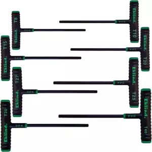 Power T Handle TORX Star Hex Key Set 8 Piece Metric SAE Hand Tool (6 In. Shaft) - Picture 1 of 1