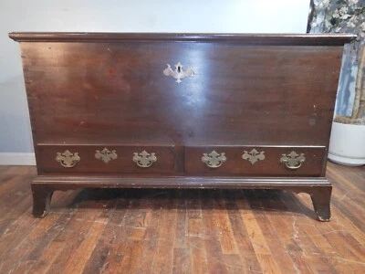 Antigua manta federal 2 cajones Pennsylvania 1790 tablas anchas con tablones Foto 1 de 4