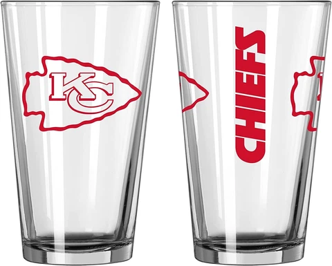 Kansas City Chief Arrowhead Pint Glass and Coaster Set OF 2 Super Bowl Party Bar Cover