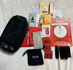 ❤️Makeup,Skin Care Sample Lot Of 19 & Bag Lancome Dior Clarins ❤️ - Picture 1 of 8