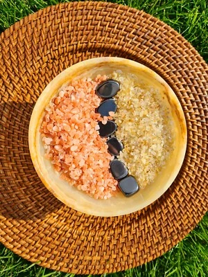 Crystals Charging & Cleansing Set - Citrine chips, Himalayan Salt, Hematite  - Image 1 of 4