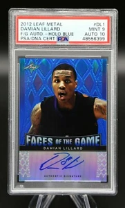 2012 Leaf Metal DAMIAN LILLARD Faces of the Game Blue /25 Auto RC PSA 9 Mint 🔥 - Picture 1 of 4