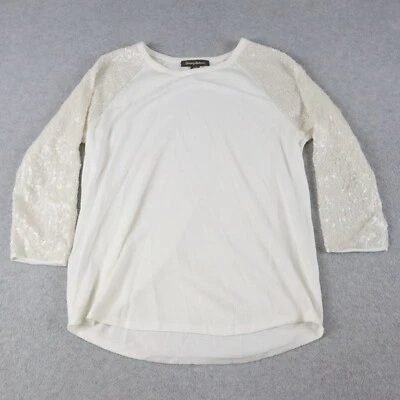 Tommy Bahama 上衣女式小号针织亮片休闲象牙色 Raglan 长袖 — 第 1/4 张图片