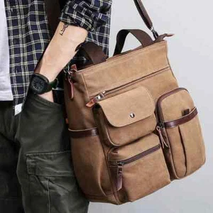 Men Canvas Messenger Bag Crossbody Bags Unisex Sling Bag Shoulder Bag for Travel - Picture 1 of 10