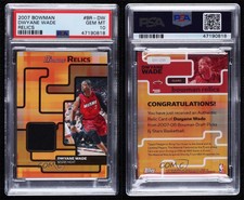 2007-08 Bowman Draft Picks & Stars Relics Dwyane Wade #BR-DW PSA 10 GEM MT HOF