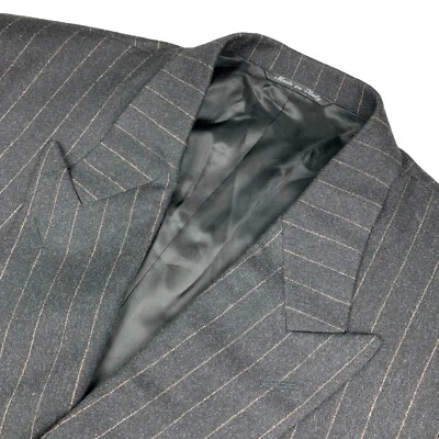 Blazer de franela de doble botonadura de lana/cachemira Canali para hombre negro/rayas bronceadas • 44S Foto 1 de 4