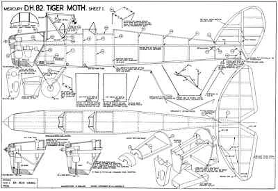 Mercury Tiger Moth free flight plan and patterns - Image 1 of 2