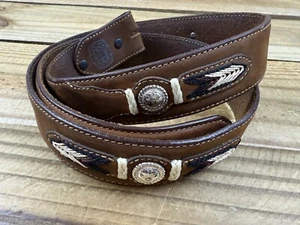 Tony Lama Sierra Madre Brown Bark Concho Western Belt 7719L Size 42 No Buckle - Imagen 1 de 8