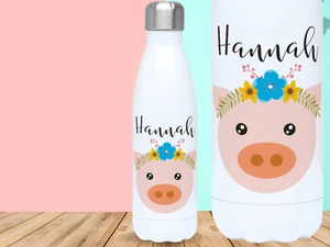 Botella de agua para cerdo | Regalos personalizados para amantes de los cerdos - Imagen 1 de 6