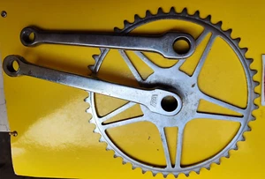 STEEL SPORTS CRANKSET TEETH 46 AGRATI BRAND LENGTH 165 mm GUARNITURA ANTICA - Picture 1 of 15