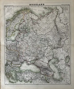 1877 Russia Large Original Antique Hand Coloured Map by Kiepert - Picture 1 of 5