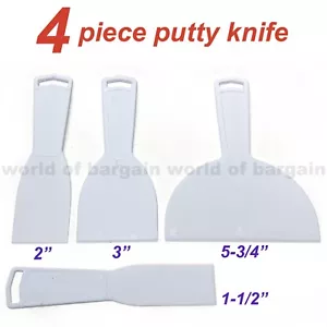 4 cuchillos de masilla de plástico surtido ancho aplicador interior reparación de paneles de yeso - Imagen 1 de 1