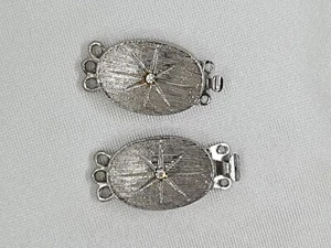 Lot of 2 Vintage silver tone Necklace Bracelet Clasp Closuer 3 strand - Picture 1 of 4