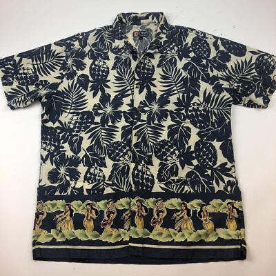 VTG Chaps Ralph Lauren Hawaiian Hula Girl Camp Shirt Pockets Pineapple XL EUC - Image 1 of 4