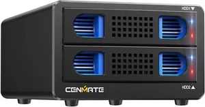 📦 Case Hard Disk CENMATE Alluminio RAID 2 Baie, USB A/C 3.0, Ventola - Foto 1 di 7