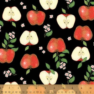 Handmade Placemat Or Table Runner Just Fruit Apples Black - Picture 1 of 5