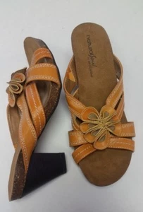 7.5 | Natural Soul Penman Women's Leather Slingback Heel Pump Sandal Shoe EUC - Picture 1 of 8