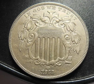 1868 SHIELD NICKEL, RARE CLASHED DIE REVERSE, NEW VARIETY S1-8006, SEE BELOW - Picture 1 of 3