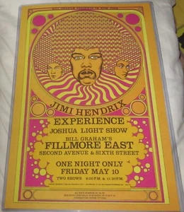 JIMI HENDRIX EXPERIENCE 1968 FILLMORE EAST REPLICA CONCERT POSTER - Picture 1 of 2