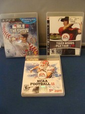 3 PS3 Games Playstation 3 NCAA Football 11 MLB 11 Tiger Woods 08 Great Shape