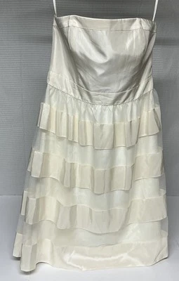 白宫黑市 10 码象牙丝无肩带内衬连衣裙条纹分层 — 第 1/4 张图片